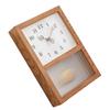 Japanese Retro Wall Clock Walnut Wood Glass Small Decorative Rectangular Wall Clock with Pendulum for Home Living Room