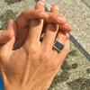 Herren Edelstahl Quadratischer Stein Ring, Minimalistischer Wasserdichter Stempelring Fingerringe, Punk Schmuck Geschenk