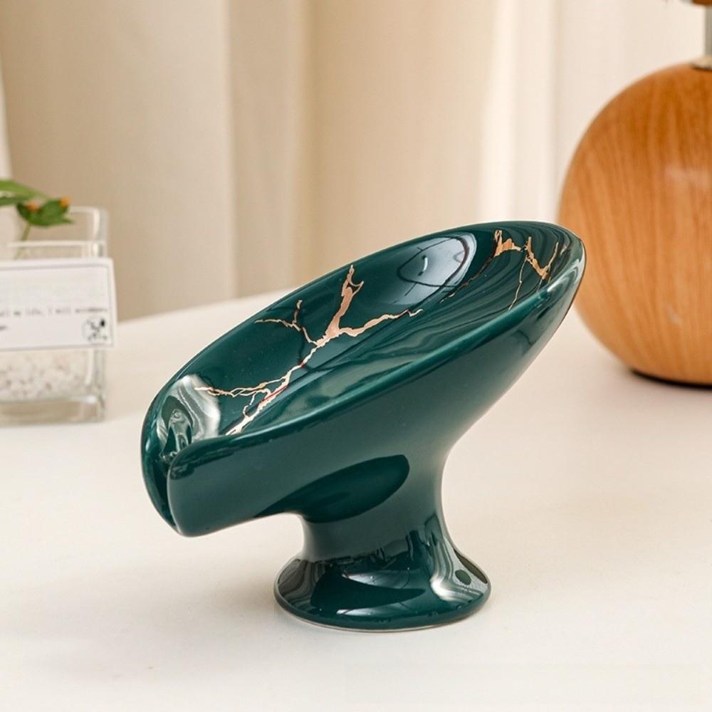 Marble Pattern Ceramic Soap Dish Self-Draining Soap Rack Storage Organizer Soap Holder Kitchen