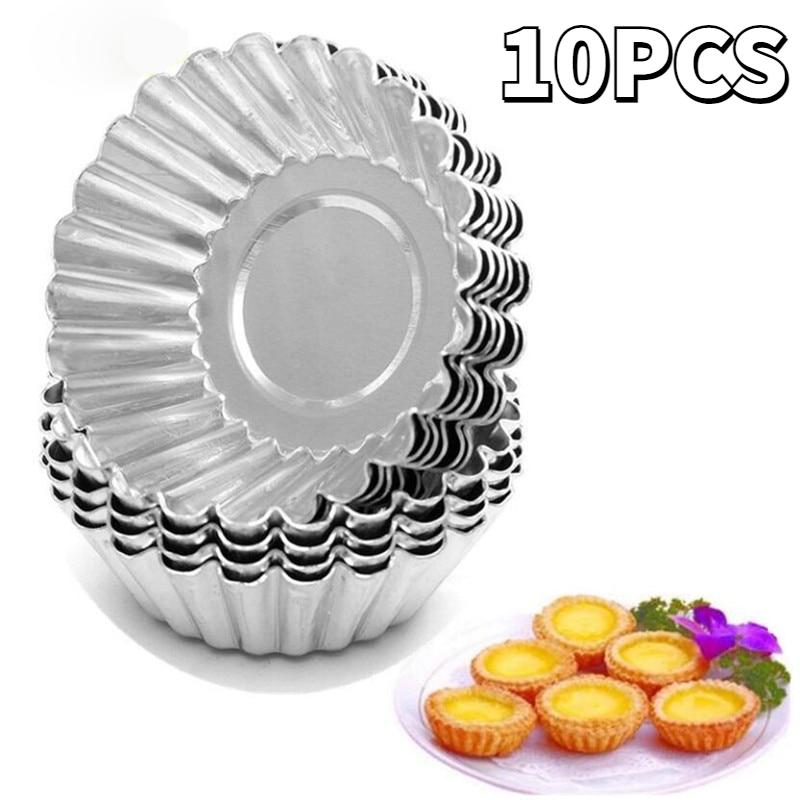 

10PCS/set Reusable Cupcake Egg Tart Mold Cookie Pudding Mould Multifunctional Nonstick Cake Baking Cups Baking Mold Pastry Tools