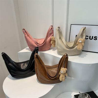 Niche Texture Simple and Fashionable Korean Version Solid Color Shoulder Bag for Women's Spring New Casual Crossbody Dumpling Bag