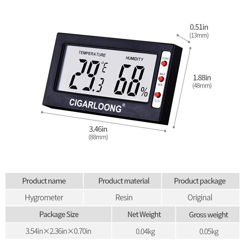CIGARLOONG Mini Digital Fahrenheit Grad Anzeige LCD Hygrometer Thermometer für Zigarrenkisten Fälle/Luftbefeuchter für Zigarren
