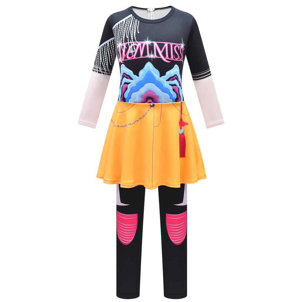 Kids Girls Anime Cartoon POP Singer Super Star Printed Jumpsuit Bag Set Halloween Cosplay Costumes