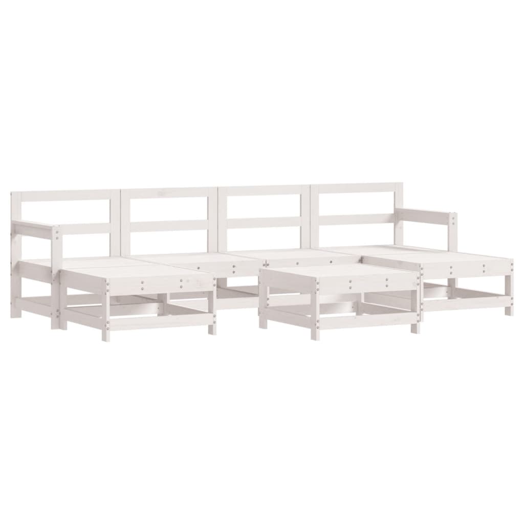 7 piece Garden Lounge Set with Cushions White Solid Wood