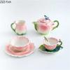 European Creative Flower Mug Couples Afternoon Tea Ceramic Coffee Cup Set Office Kungfu Tea Set Home Drinking Set Friend Gift
