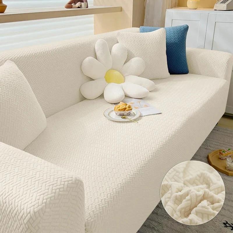 Thick Elastic Sofa Cover Slipcover For Living Room Stretch Polar Fleece Armchair Cover 1 /2 /3 /4 Seater Corner Couch Cover