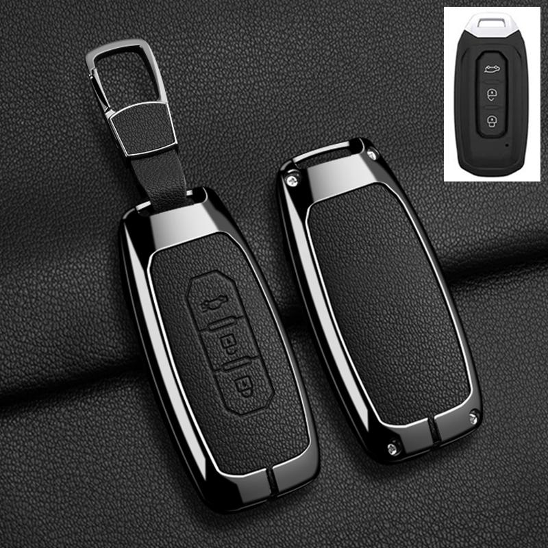 Car Key Cover Fob Shell Protector Case for Ford Territory 2019 2020 2021 2022 2023 2024 Zinc Alloy Leather Keychain Accessories