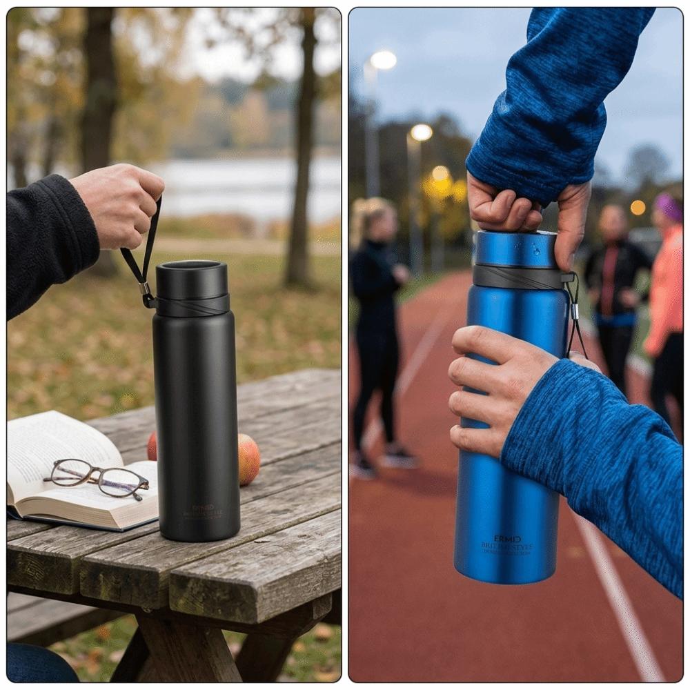 Wide Mouth Opening Outdoor Jug 800ml Drink Bottle Durable Insulated Water Jug Daily Use чёрный
