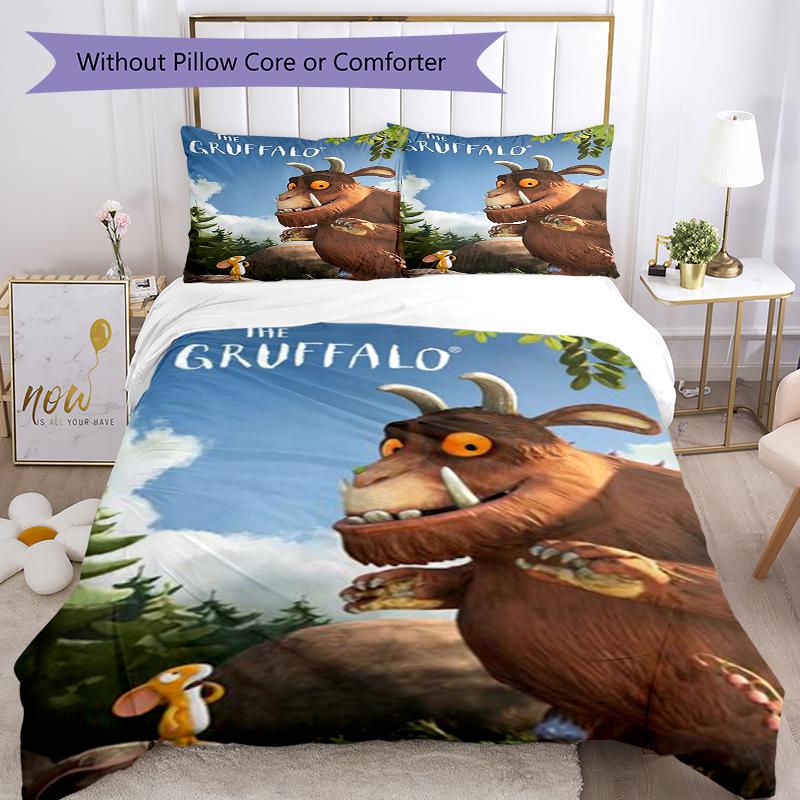 Ensemble de literie 3 pièces Le Gruffalo Housse de couette Fermeture Comprend 1 housse de couette et 2 taies d'oreiller, Doux et confortable pour toutes les saisons.