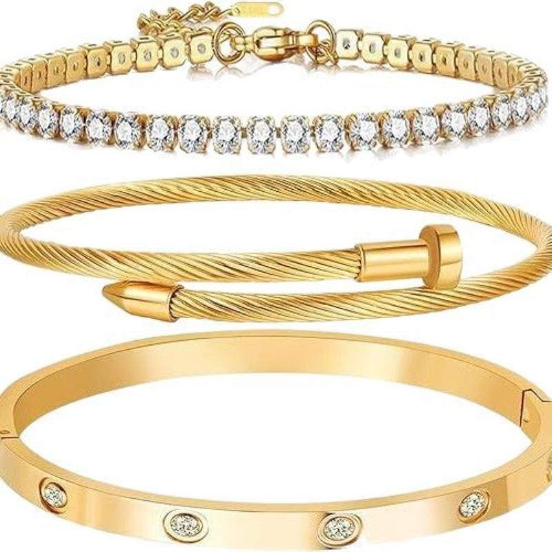 Zircon-studded Multi-layer Stackable and Versatile Women's Bracelet