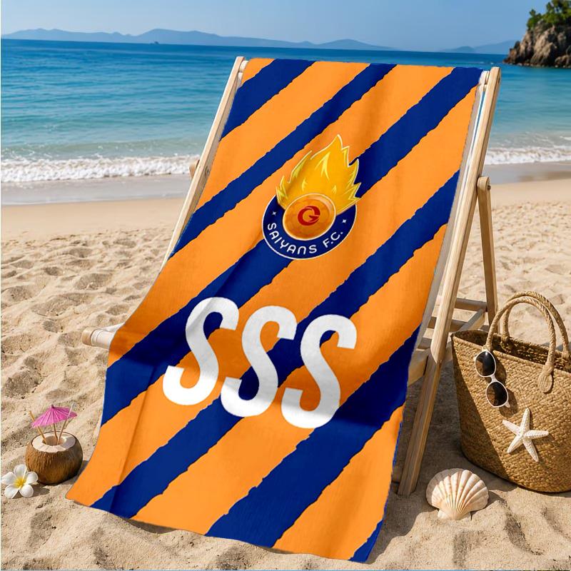Flame Soccer Emblem Printed Microfiber Beach Towel, Soft And Absorbent, Quick-Dry, Ideal for Summer Travel, Beach Essential, Swimming Pool