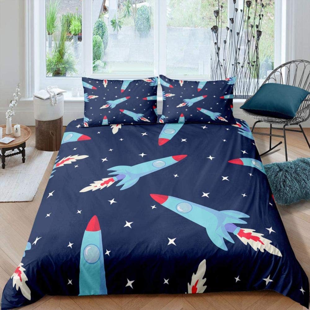 Comforter Cartoon Rocket Single Double Full Size For Kids Boys Girls Polyester Comforter Lightweight With