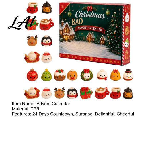 Holiday Countdown Calendar 2026, Squeeze Advent Gift Christmas 24 Days Dumpling Fidget Toys Collectible