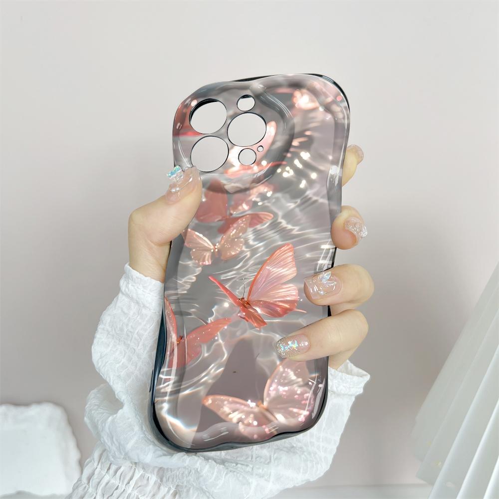 Cartoon Pattern Cream Texture Casing Wavy Edge Soft Silicone Cover Phone Case for IPhone Samsung Huawei Honor Xiaomi Redmi Infinix Tecno