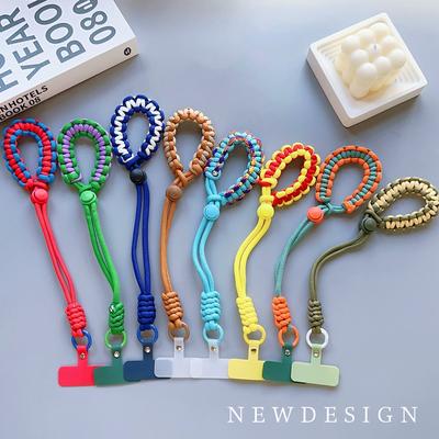 Cordón Trenzado Universal Ajustable para Teléfono, Cadena Colgante, Anillo, Cuerda con Parche, Correa de Muñeca, Cuerda Desmontable para Teléfono, Llavero