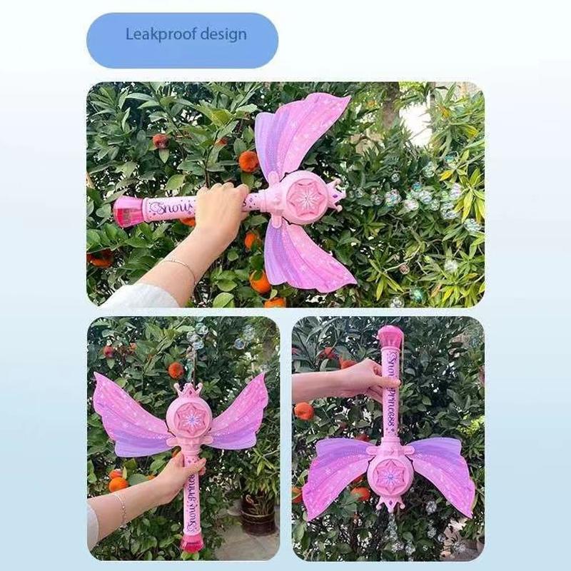 Anna Magic wand Automatic Bubble Machine Blower Children's Hand-Held Elsa Windmill Bubble For Kids Party Toy Birthday Gifts