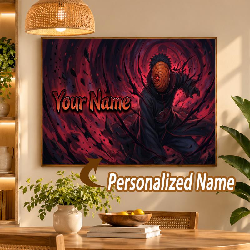 Obito Uchiha Custom Name Diamond Painting Personalized 5D Full Drill DIY Diamond Art Home Decor