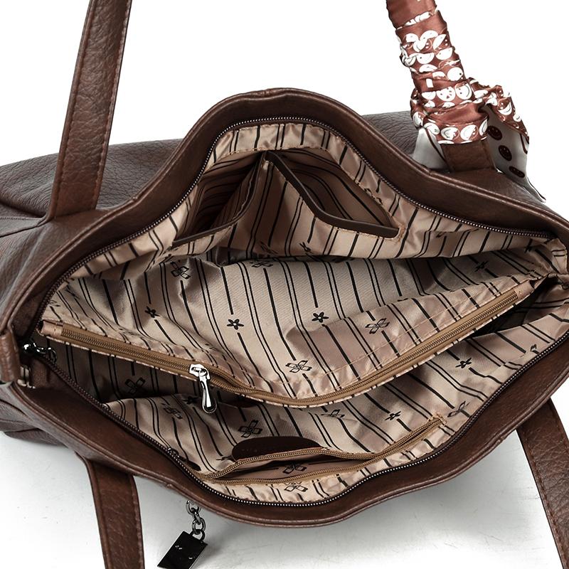 Borsa retrò di grande capacità da donna, borsa a tracolla per pendolari, borsa tote in PU
