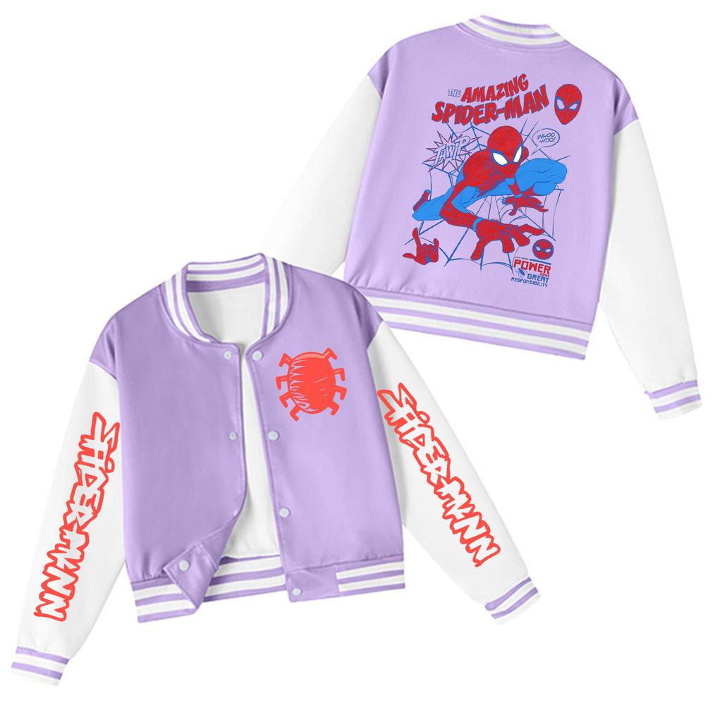 Kids' Stylish Color Neck Baseball Jacket for Boys and Girls Casual Outerwear