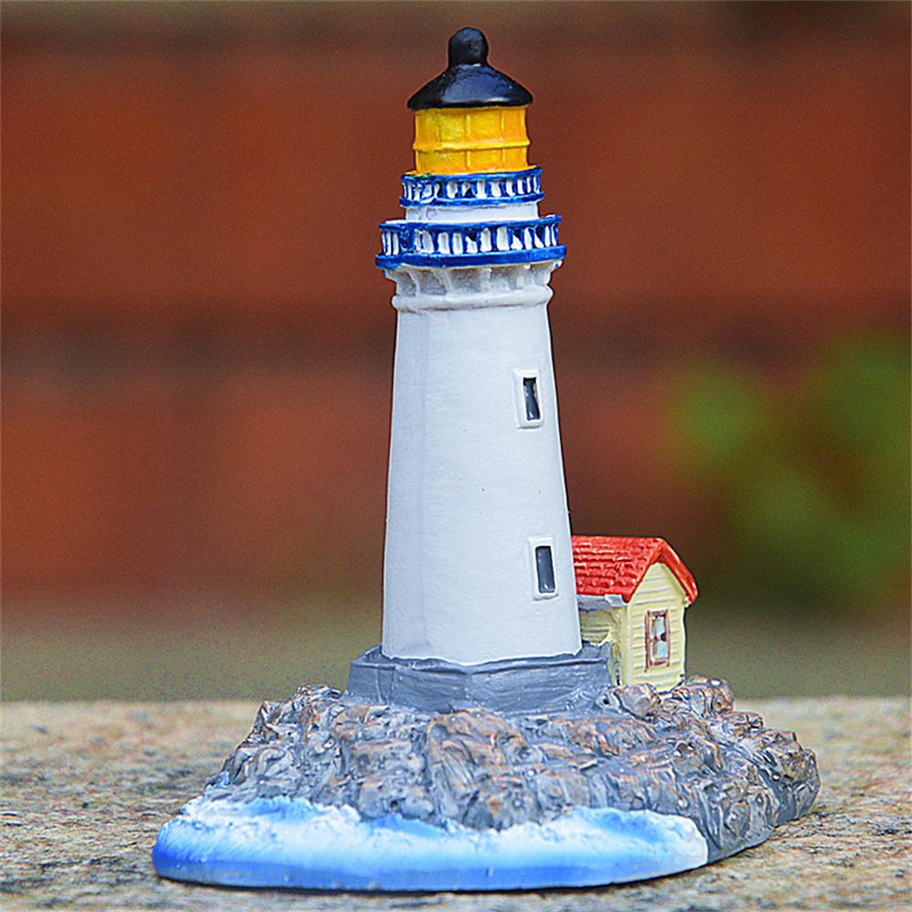 Mediterranean Style Small Lighthouse Ornament Micro Landscape Resin Craft