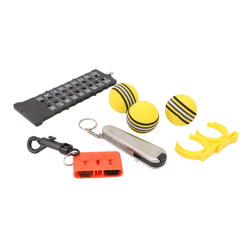 6 in 1 Golf Accessory Bag PU Leather with Tees Scorer Divot Tool Ball Clamp Brush Golf Essentials Storage Case for Gift