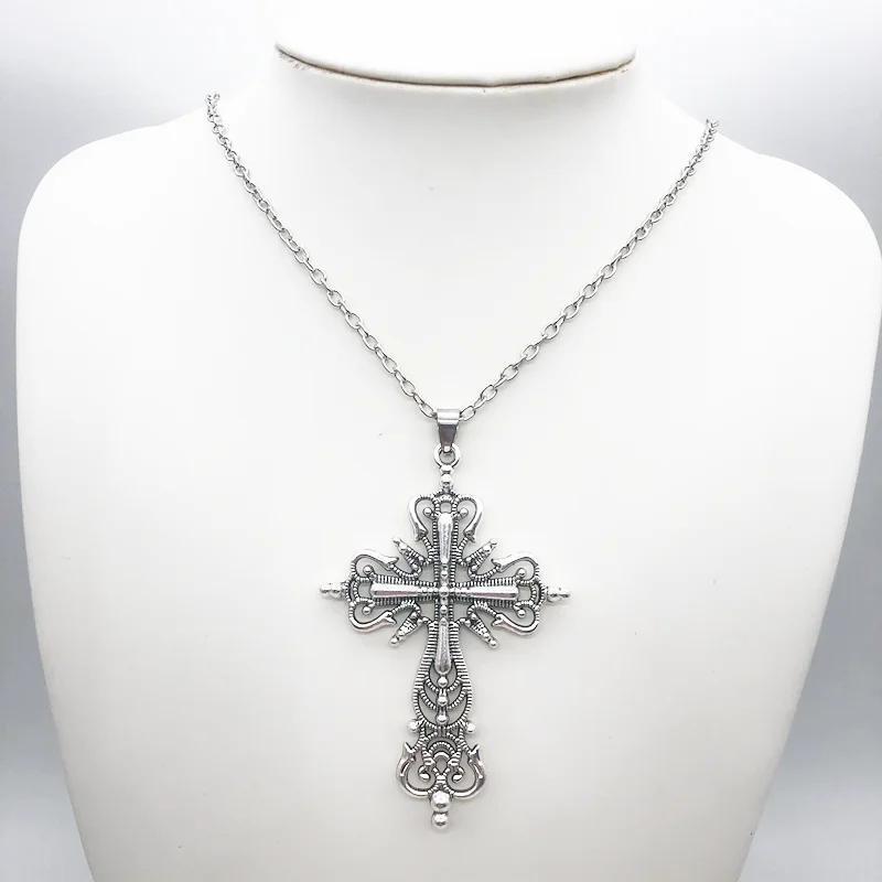 Cross Pendant Necklace Gothic Punk Jewelry Alloy Geometric For Women