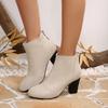 Fashion 2025 New Women Ankle Boots Outdoor Mid-heel Side Zipper Shoes Women Trendy Autumn Winter Shoes Chunky High Heels Boots Female