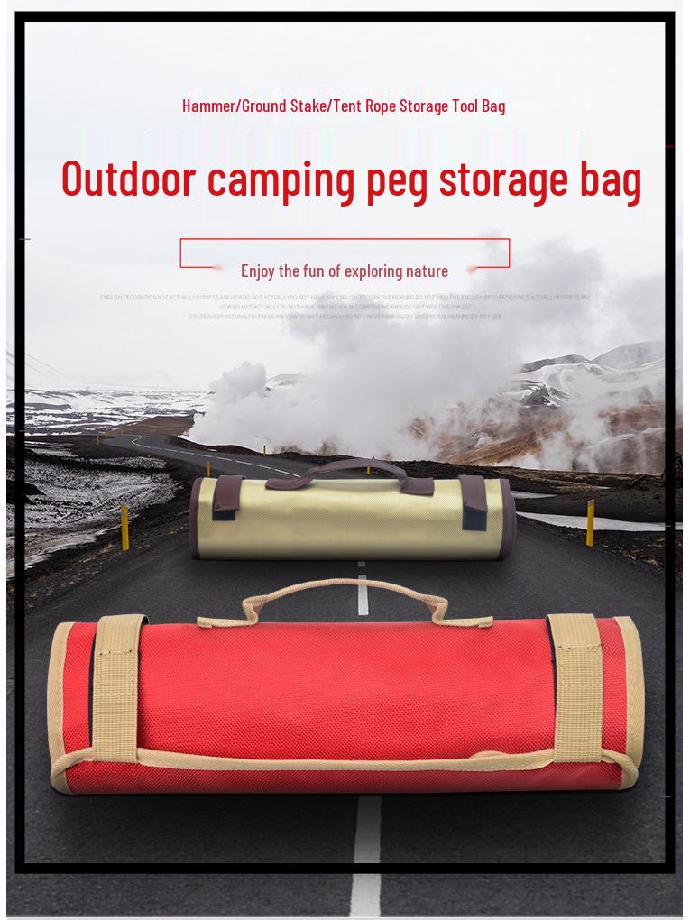 Large Outdoor Tote for Camping Gear: Includes Peg Storage, Tarp, Tent Pegs, and Hammer Kit