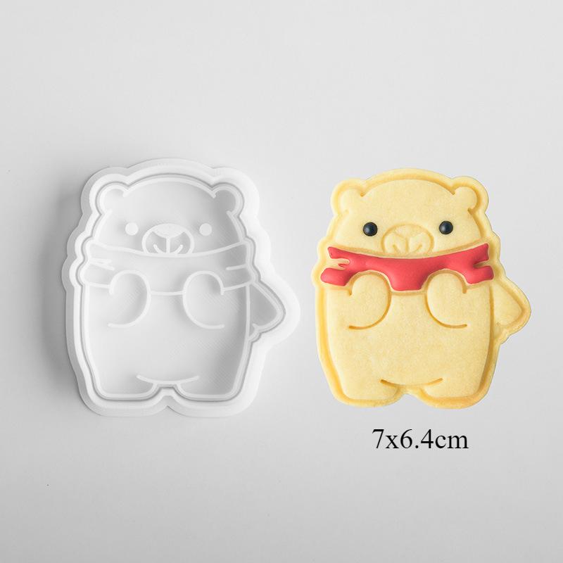PLA Plastic 3D Cartoon Bear Cookie Mould Valentine's Day Love Baking Mould Fondant Biscuit Cutter Cake Decorating Accessories