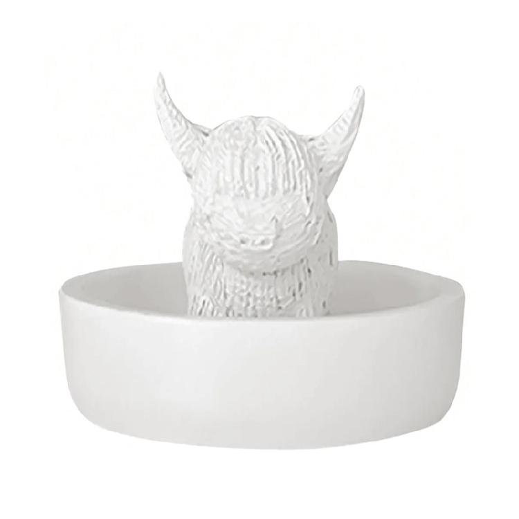 

Jewelry Organiser Resin Highland Cow Decorative Tray With Detachable Dish For Rings Keys Home Decoration 1