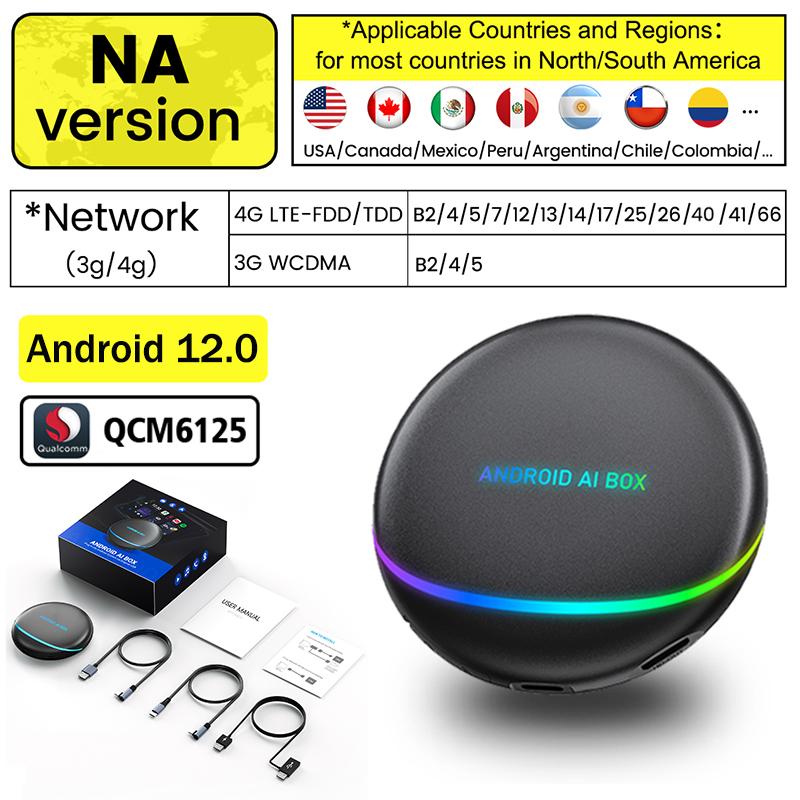 8G+128G Android 12.0 Wireless Carplay AI Box NA version QCM6125 HDMI Wireless Android Auto BT 5.0 Adapter&GPS for Toyota Kia