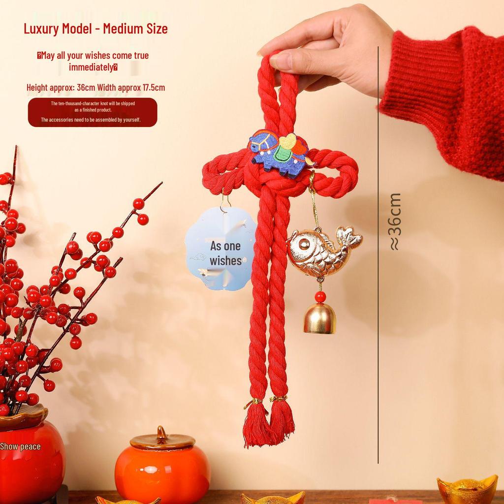 2026 Year of the Horse Spring Festival Chinese Knot Door Hanger - Wanzi Knot Ornament for Festive Atmosphere