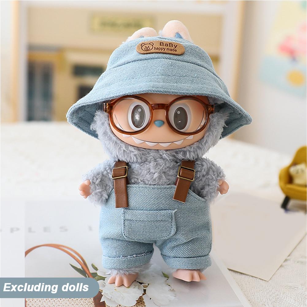 For 17cm Doll Clothes Fashion Bucket Hat Overalls Doll Clothes Color Match Hoodies Dolls Accessories Cute Decoration Little Clothes