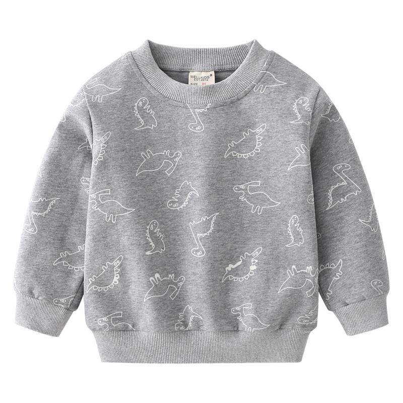 

1-7 лет Детский свитер с рисунком динозавра, длинный рукав, пуловер, топ 120