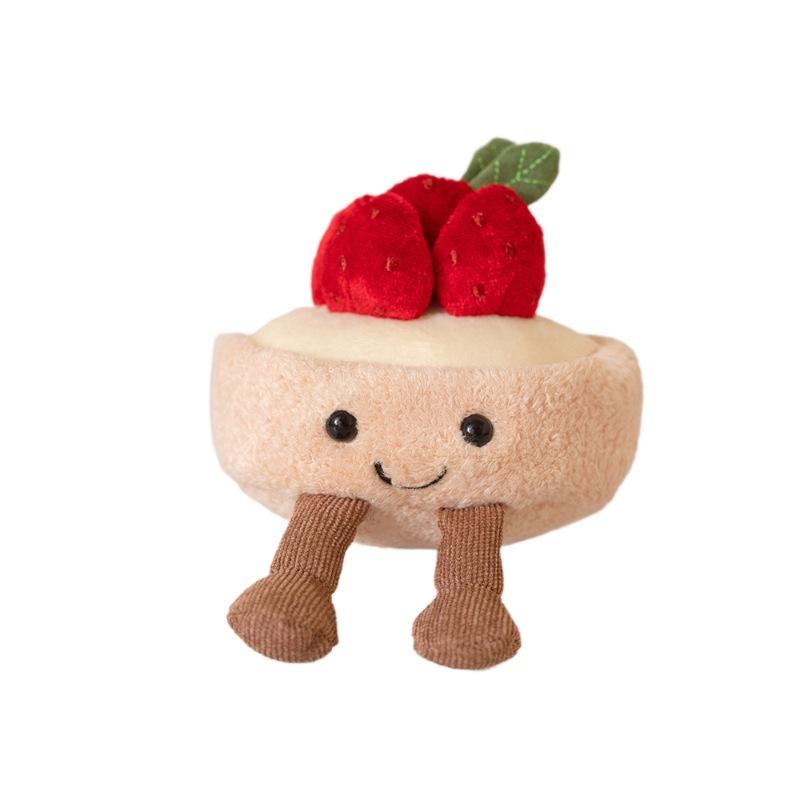 Cute and Fun French Lemon Tart Strawberry Mousse Egg Tart Dessert Doll Plush Toy Doll Desktop Ornaments