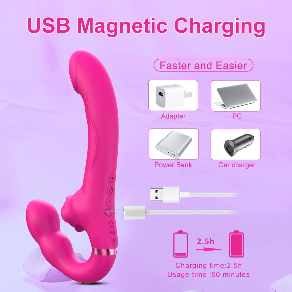 Remote Control Double Ended Dildo Vibrator 5 Flapping 10 Vibrating Vagina G Spot Stimulator Lesbian Sex Toys for Woman Couples