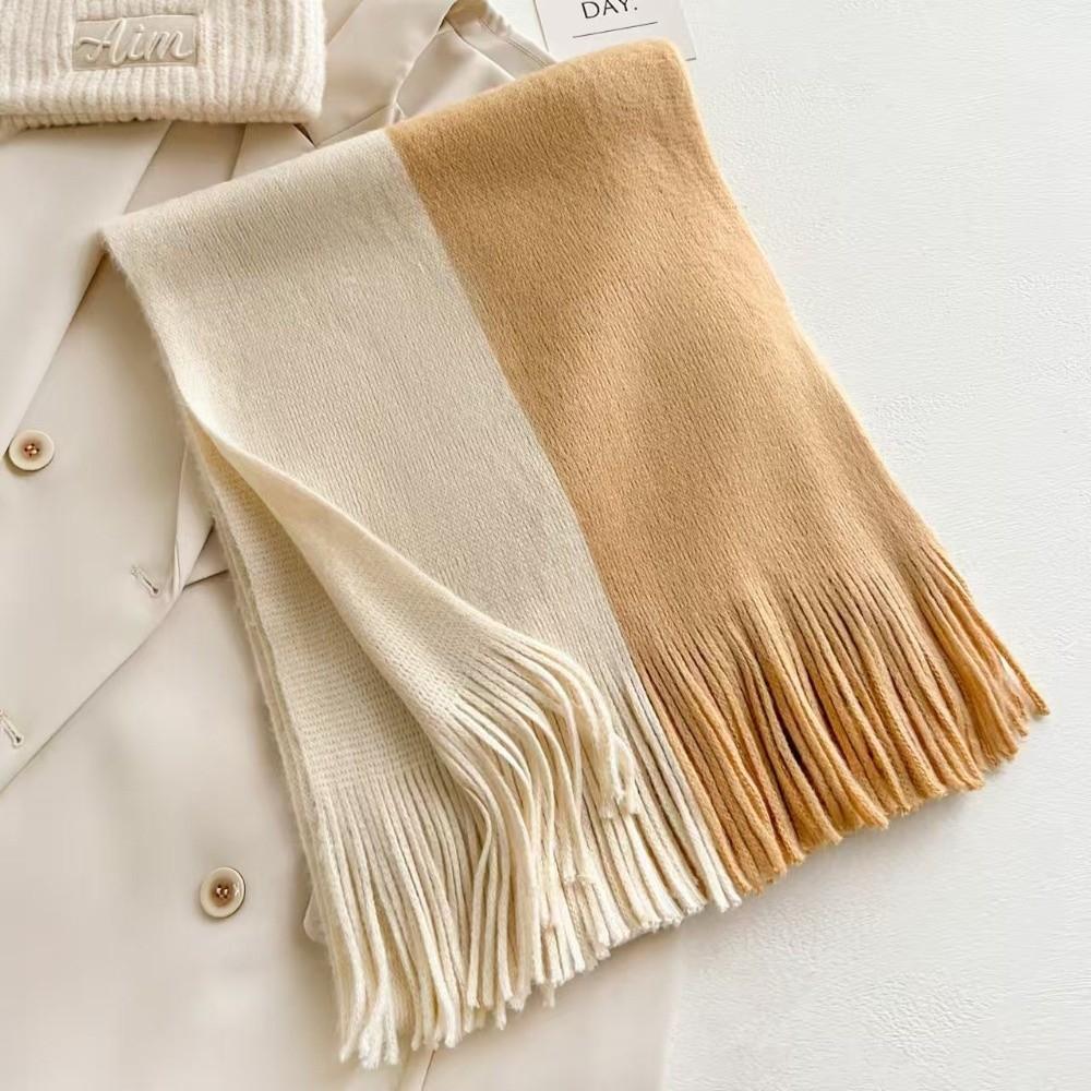 Korean Style Long Wool Tassel Scarf Thickened Winter Neckerchief Women Cashmere Scarf  Autumn