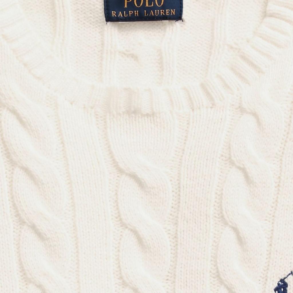 Polo Ralph Lauren SS22 Solid Logo Embroidered Cable Knit Crew Neck Sweater Men sweater Beige 710775885-024