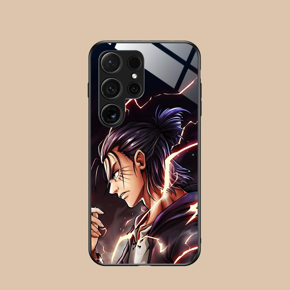 AOT Eren Yeager Glass Mobile Phone Case for Samsung Galaxy A56 55 54 53 52 51 36 35 34 23 16 15 5G Colorful Cover