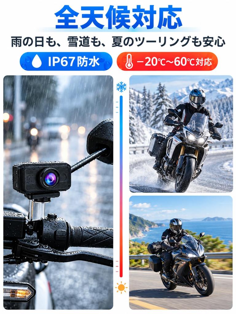 and Motorcycle 1080P IP67 Smartphone Motorcycle Wide for Emergency Automatic Continuous Loop Bicycle Action Rage WiFi and Dedicated App [Bicycle