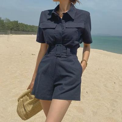 2024 Sommer koreanischen Stil Damen zweiteilig: Schmales, kurzes Reverstop und Shorts mit hoher Taille.