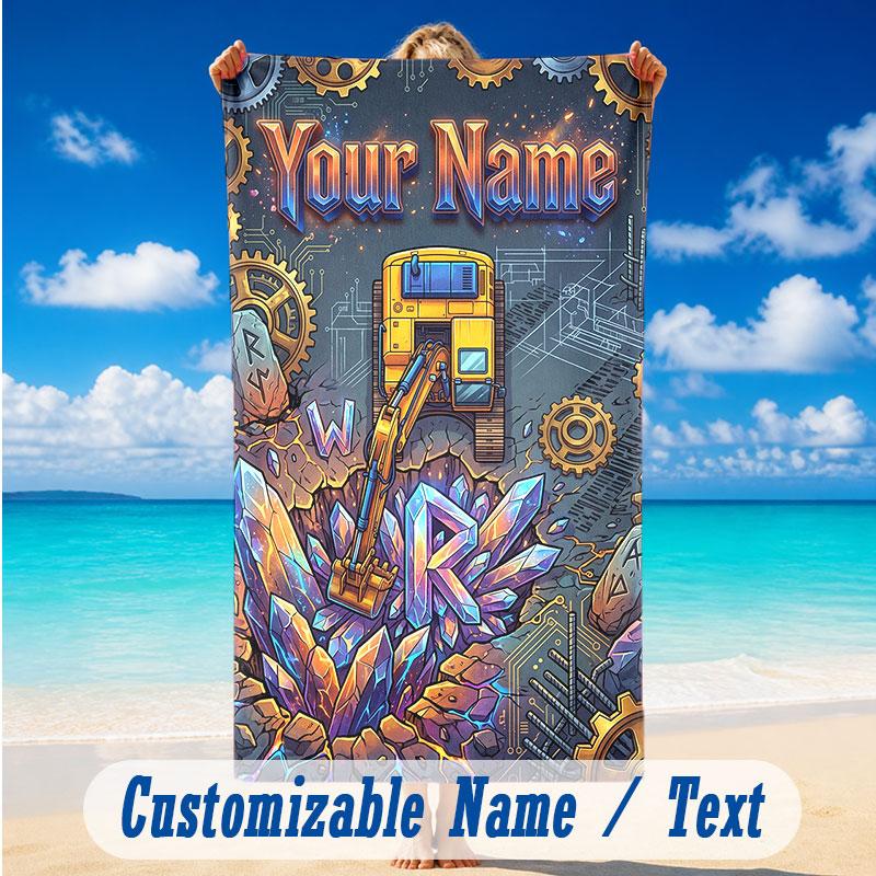 Adventure Journey Theme Beach Towel Personalized Custom Name & Text Soft Quick Dry Beach Towel for Swimming Travel