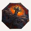 Enchanted Forest Fantasy: Mystical Tree of Life Wall ArtUmbrella, Portable 3-Fold Compact Umbrella for Men & Women Gift