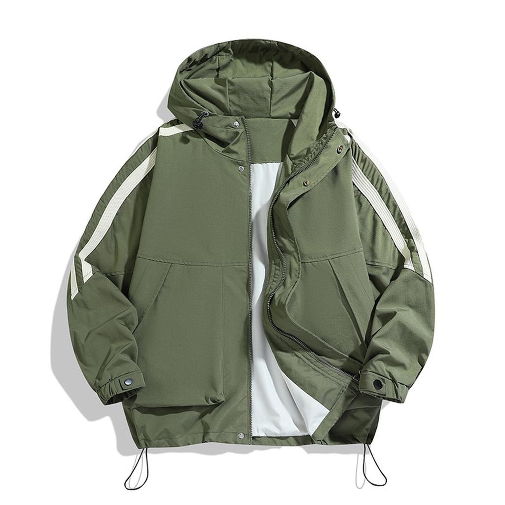 Men's Family Outdoor Leisure Sports, Hooded Ski-wear, American Loose Hooded Windbreaker Coat