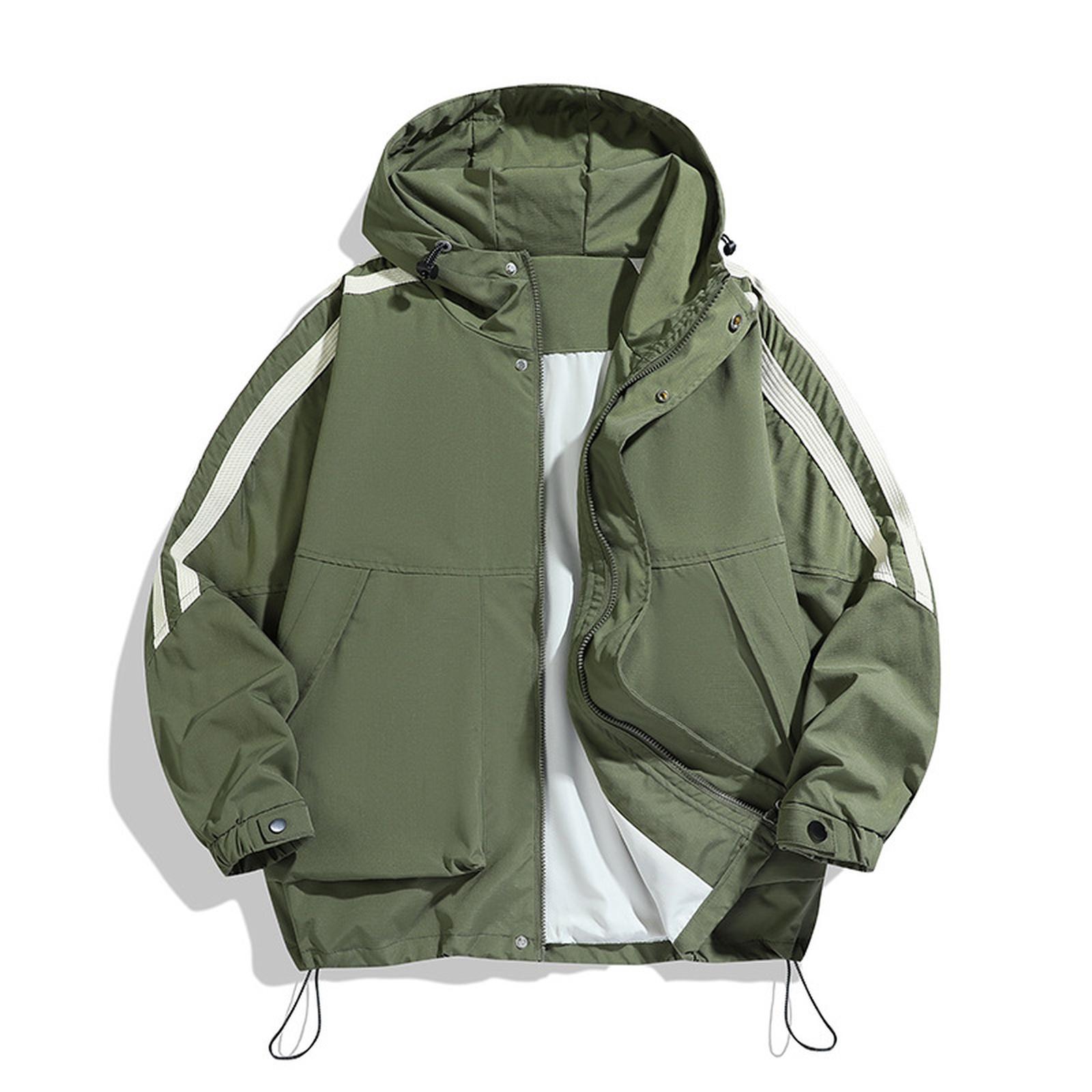 

Мужская семейная уличная спортивная одежда для отдыха, лыжный костюм с капюшоном, американское свободное пальто-ветровка с капюшоном L армия зеленый