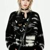Retro Cat Knit Cardigan: 2026 Autumn/Winter Style for Men & Women - Loose, Lazy Knitwear