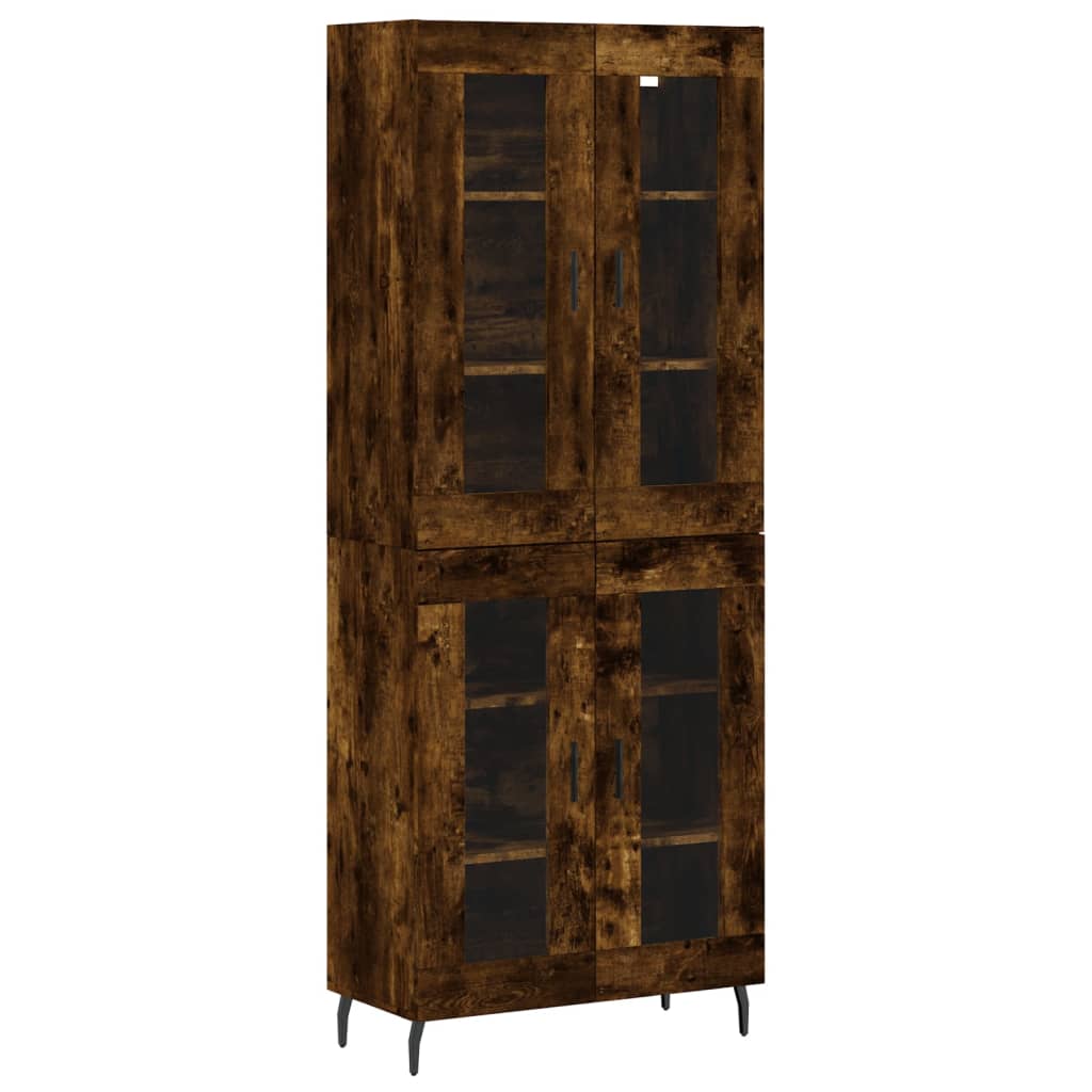 Vidaxl Witrynka Przydymiony Dąb 69,5X34X180 Cm Materiał Drewnopochodny