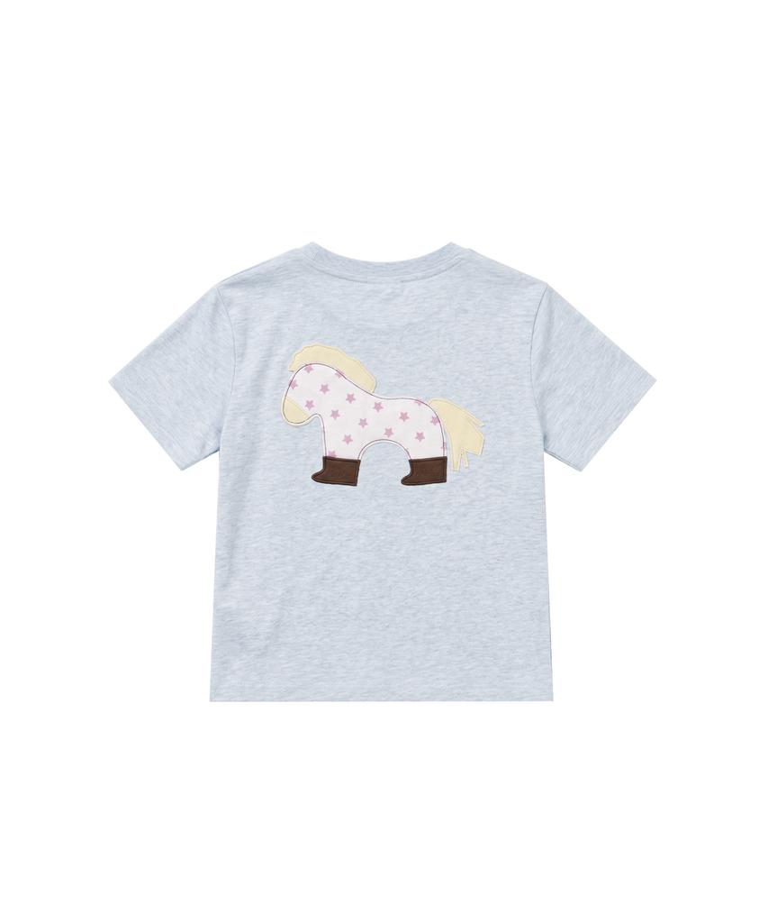 Tansanmageunesyum Pony Applique T-Shirt (Sky Blue)