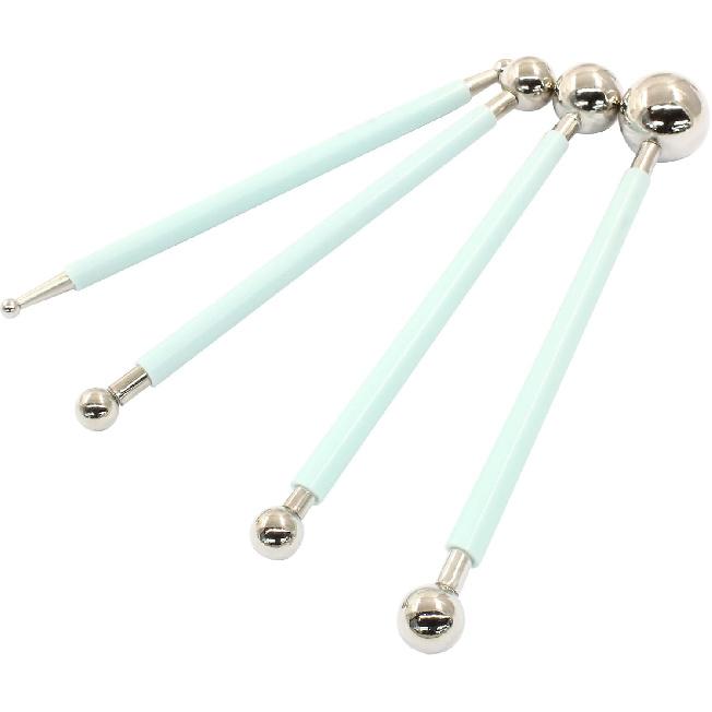 4Pcs Pink Ball Shaped Cake Dotting Tool, 8 Head Fondant Ball Tool Stainless Steel Modeling Ball Tool, Metal Ball Mold Tool for Cake Decoration,