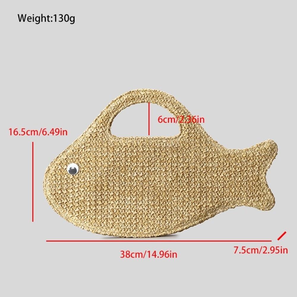 Large Capacity Woven Bag Knit Shopping Bag Casual Fish Shaped Handbag  Picnic